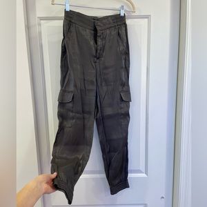 anthropologie satin cargo joggers